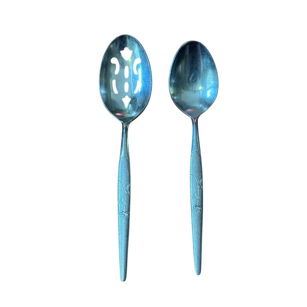 Fluer National Silver‎ Co. Nasco Stainless Steel Table Serving Spoons (2) Japan